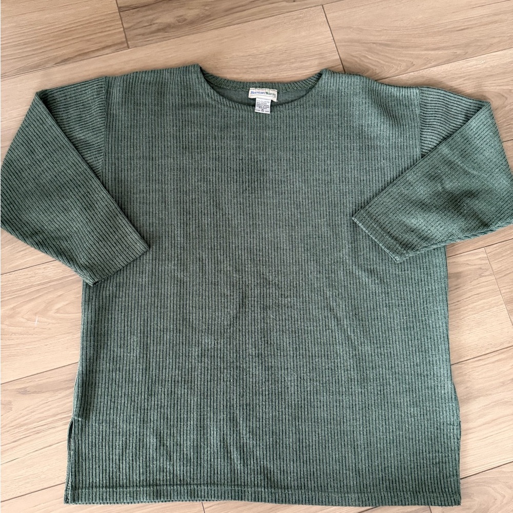 Vintage Boundary Waters Olive Green Ribbed Women's Top